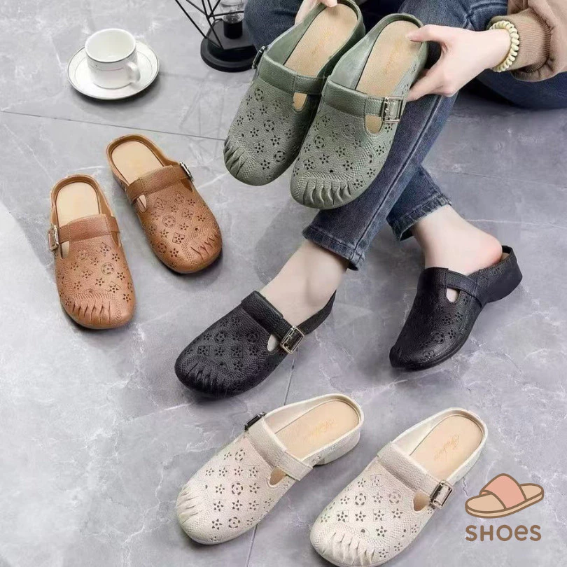 icy.sport รองเท้าแตะผู้หญิง หัวโต แฟชั่น ส้นแบน พื้นนุ่ม ฤดูร้อน ระบายอากาศ ใส่ไปข้างนอก แบบสวม กันลื่น X227