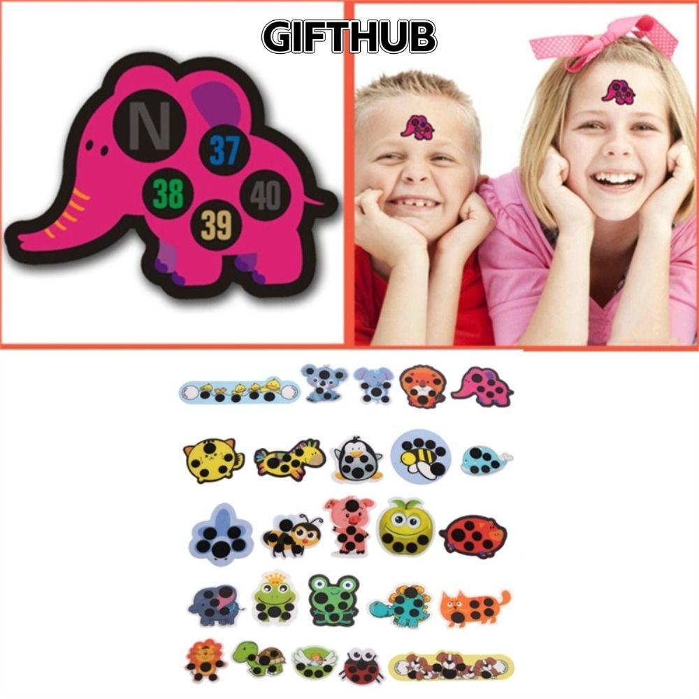 GIFTHUB สติกเกอร์ตัวบ่งชี้ไข้,เครื่องวัดอุณหภูมิไข้ร่างกายน่ารักเด็กแถบเครื่องวัดอุณหภูมิ,แถบหัวหน้าผากดูแลเด็กการ์ตูนหน้าผากอุณหภูมิตรวจสอบเด็กคว