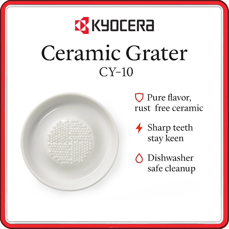 Kyocera Advanced Ceramic Ginger & Garlic Grater – Small CY-10 (3.5″) – Rust-Free, Non-Slip, Dishwasher Safe – Made in Japan