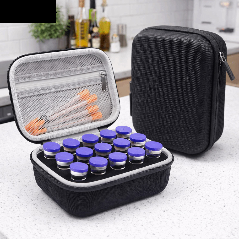 QQMALL กล่องเก็บของอินซูลิน 15 ช่อง 10ML Vials Insulin Vials Case, Vials Storage กันน้ําความจุขนาดให