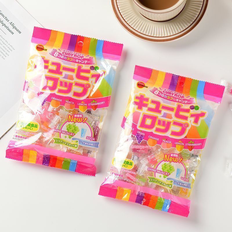 ญี่ปุ่นนําเข้า Bourbon Bourbon ผลไม้ Candy Hard Candy สีสัน Cube Candy งานแต่งงานขนมแต่งงานขนม bu308