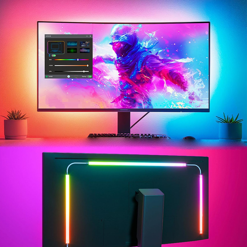 แถบไฟ RGB ซิงโครไนซ์หน้าจอคอมพิวเตอร์ USB 5V สีดรีม สําหรับห้องเล่นเกม