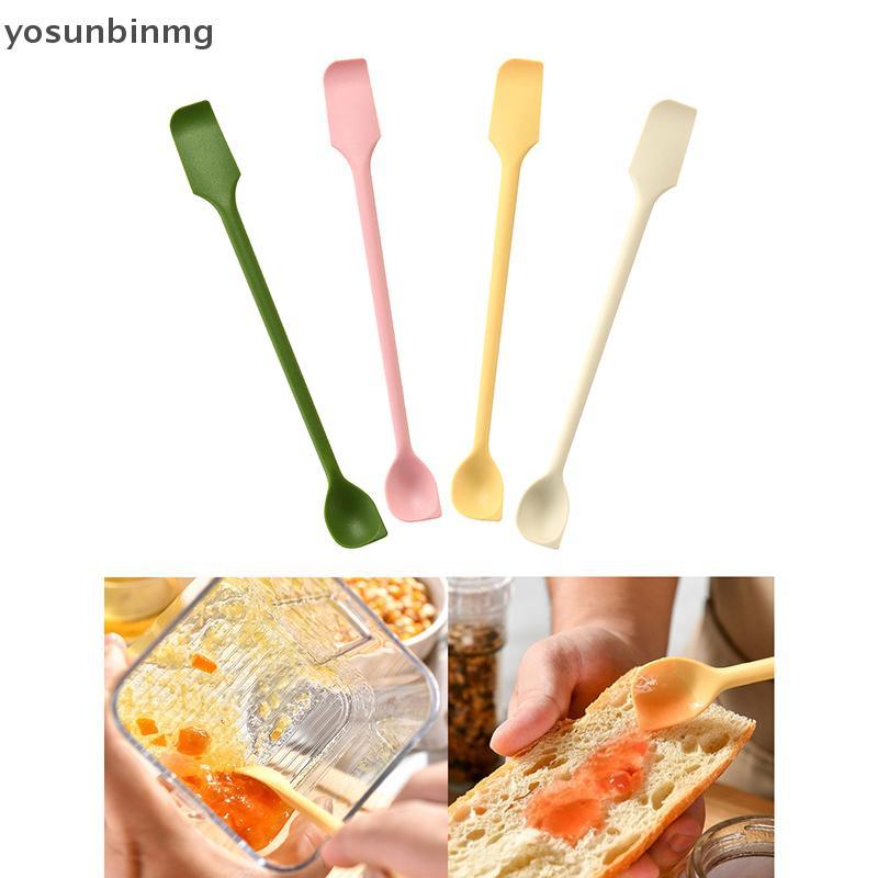Yosunbinmg] 1 ชิ้นไม้พายซิลิโคนทนความร้อนด้ามยาว Dual-Ended Scraper พร้อมช้อนแยมไม้พายอุปกรณ์ครัวอุปกรณ์ครัวใหม่