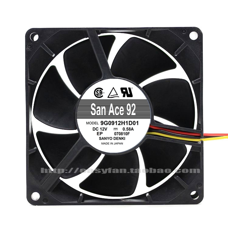 [Radiator] San Ace92 9G0912H1D01 12V 0.58A 9CM 9038 พัดลมระบายความร้อนวัดความเร็ว 3 เส้น