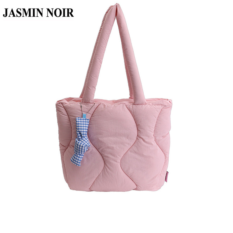 JASMIN NOIR Cotton Womens Shoulder Bag Casual Crossbody Bag Puffy Padding Bucket Handbag