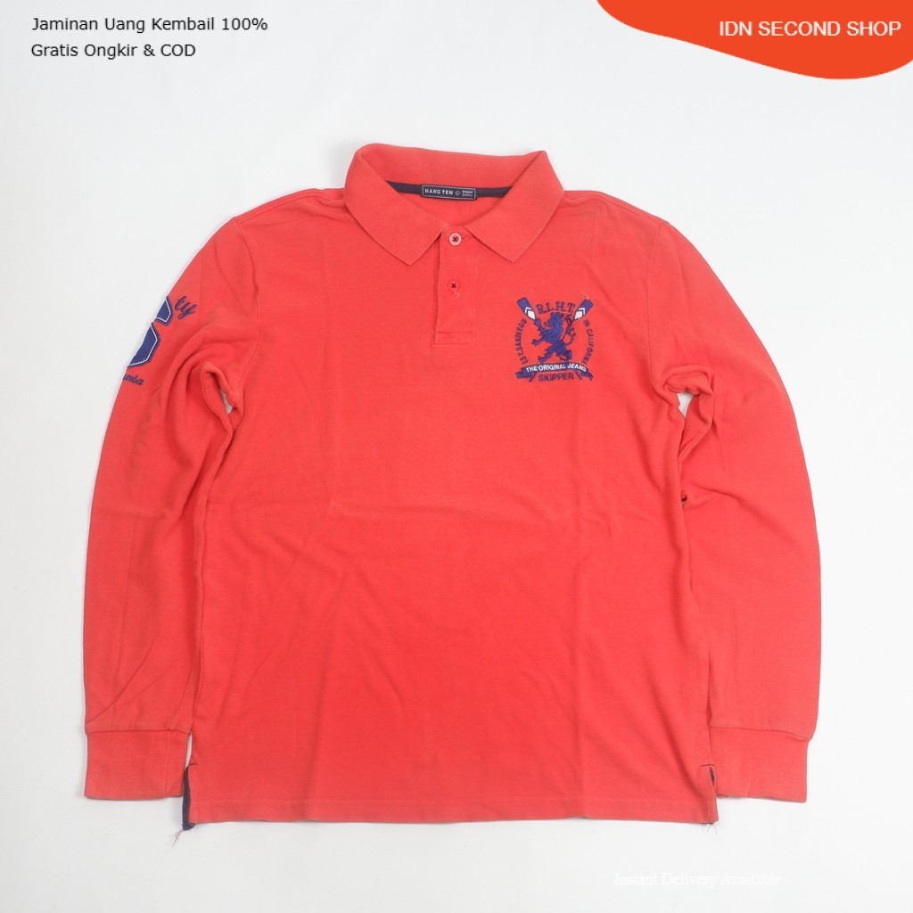 Hang Ten เสื้อโปโลแขนยาวปักโลโก้ Preloved