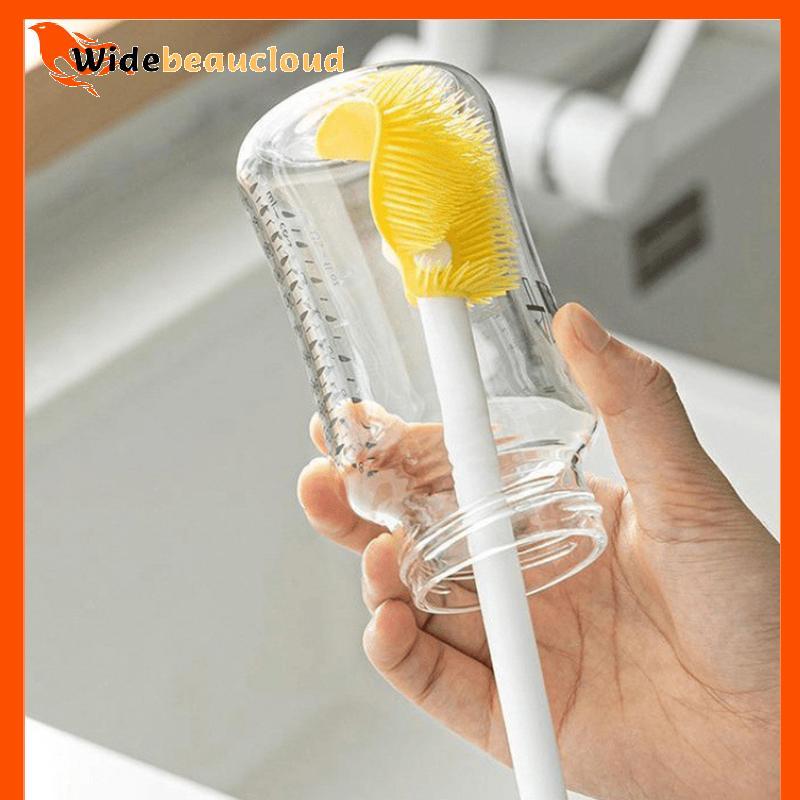 Widebeaucloud แปรงทําความสะอาดถ้วยด้ามยาวขวดทําความสะอาดขวดนมซิลิโคน Wineglass ถ้วยทําความสะอาดครัวเ