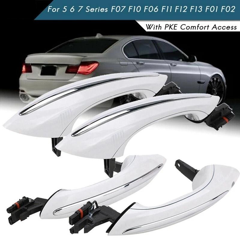 4 ชิ้นประตูด้านนอกสําหรับ BMW 5 6 7 Series F07 F10 F11 F06 F12 F13 F01 F02 สีขาว