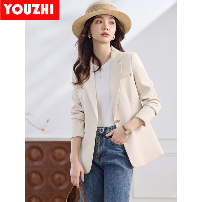 ใหม่ High-end office Blazer wear เสื้อแจ็คเก็ตแขนยาว Elegant ผู้หญิง Slim Fit Suit Top LYAN8808