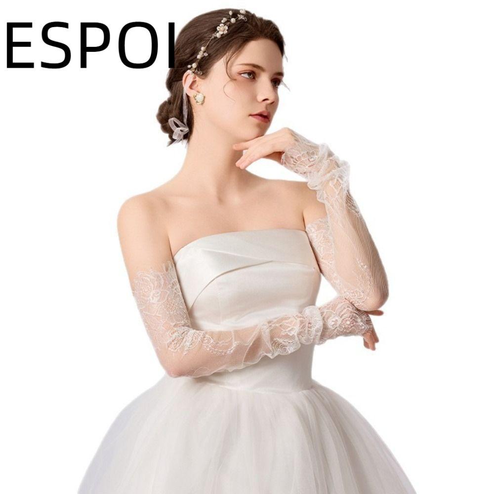 ถุงมือเจ้าสาวและปลอกแขนยาว 65 ซม. สีดำและสีขาว โดย ESPOI สำหรับการแต่งงาน
