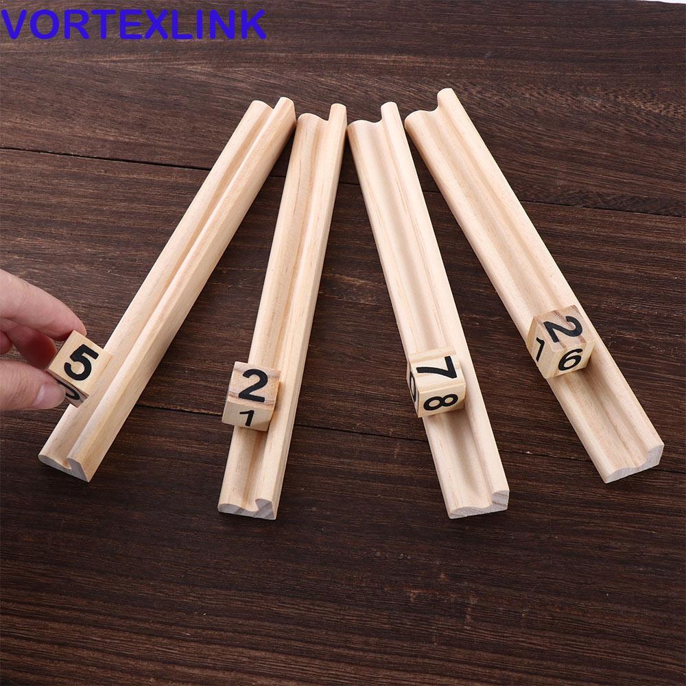 VORTEXLINK Wood Domino Racks Mahjong Domino Games ไม้ Chickenfoot Professional Player Domino Trays H