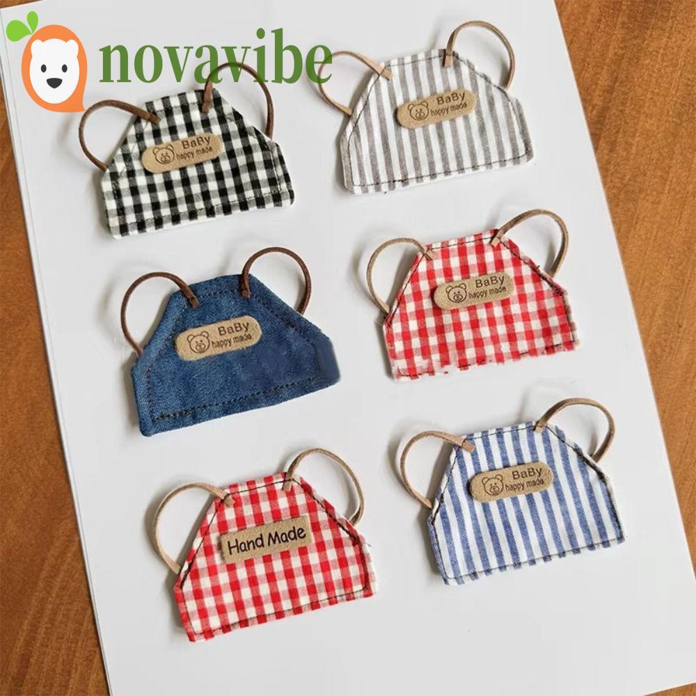 NOVAVIBE ผ้ากันเปื้อนยีนส์ตุ๊กตา, DIY Retro 10 ซม./15 ซม.ตุ๊กตาเสื้อผ้า,มินิตุ๊กตาแต่งตัว Handmade ล