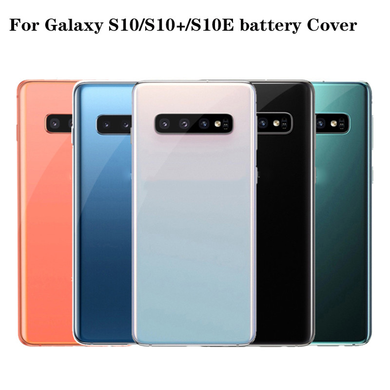 SAMSUNG ฝาหลังแบตเตอรี่สําหรับSamsung Galaxy S10/S10+/S10Eแก้วด้านหลังเปลี่ยนชิ้นส่วน + เลนส์กล้องสํ