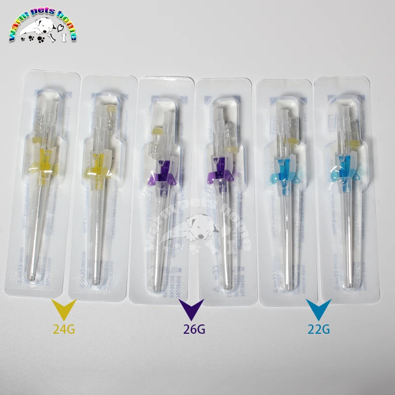 สุนัข แมว แบบใช้แล้วทิ้ง ฉัน. วี. Cannula สัตว์ Catheter สัตว์เลี้ยง Catheters พร้อมหมวก Heparin 22G