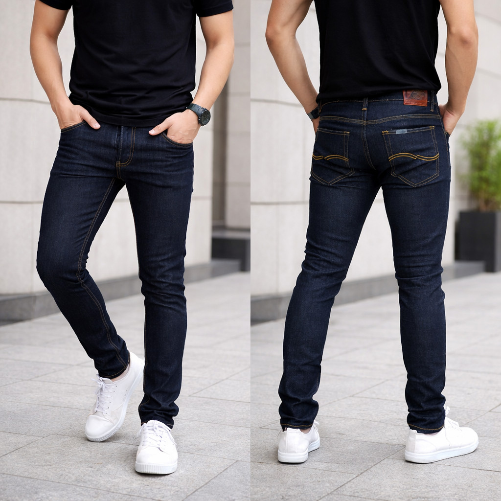 กางเกงยีนส์ยืดทรงขาเดฟ Le6 ผู้ชาย 4 สี ยีนส์ กรม มิดไนท์  สนิม- NBG JEANS Man Clothing 1
