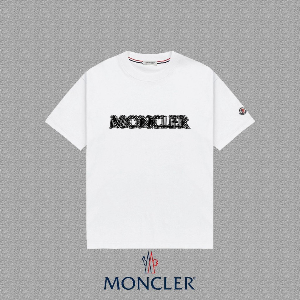Moncler/Moncler/6XL คลาสสิกรอบคอแขนสั้นเสื้อยืดผู้ชายผู้หญิงสไตล์ขนาดใหญ่ Niche อินเทรนด์ทุกวัน Two-