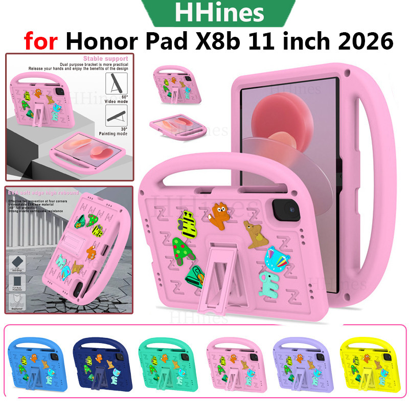 HHines สําหรับ Huawei Honor Pad X8b 11 "2026 NDL2-W09 สําหรับ Honor Pad X8a 11 นิ้ว NDL-W09 2024 กันกระแทกเด็ก Eva ฝาครอบมือจับ EVA แท็บเล็ตขาตั้งปลอกฝาครอบ