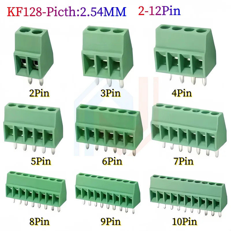 10 ชิ้น KF128 2.54 มิลลิเมตร PCB Mini สกรู Terminal บล็อกสําหรับสายไฟ KF128-2.54 2P 3P 4P 5P 6P 7P 8P 9P 10P 12P 16P Terminal