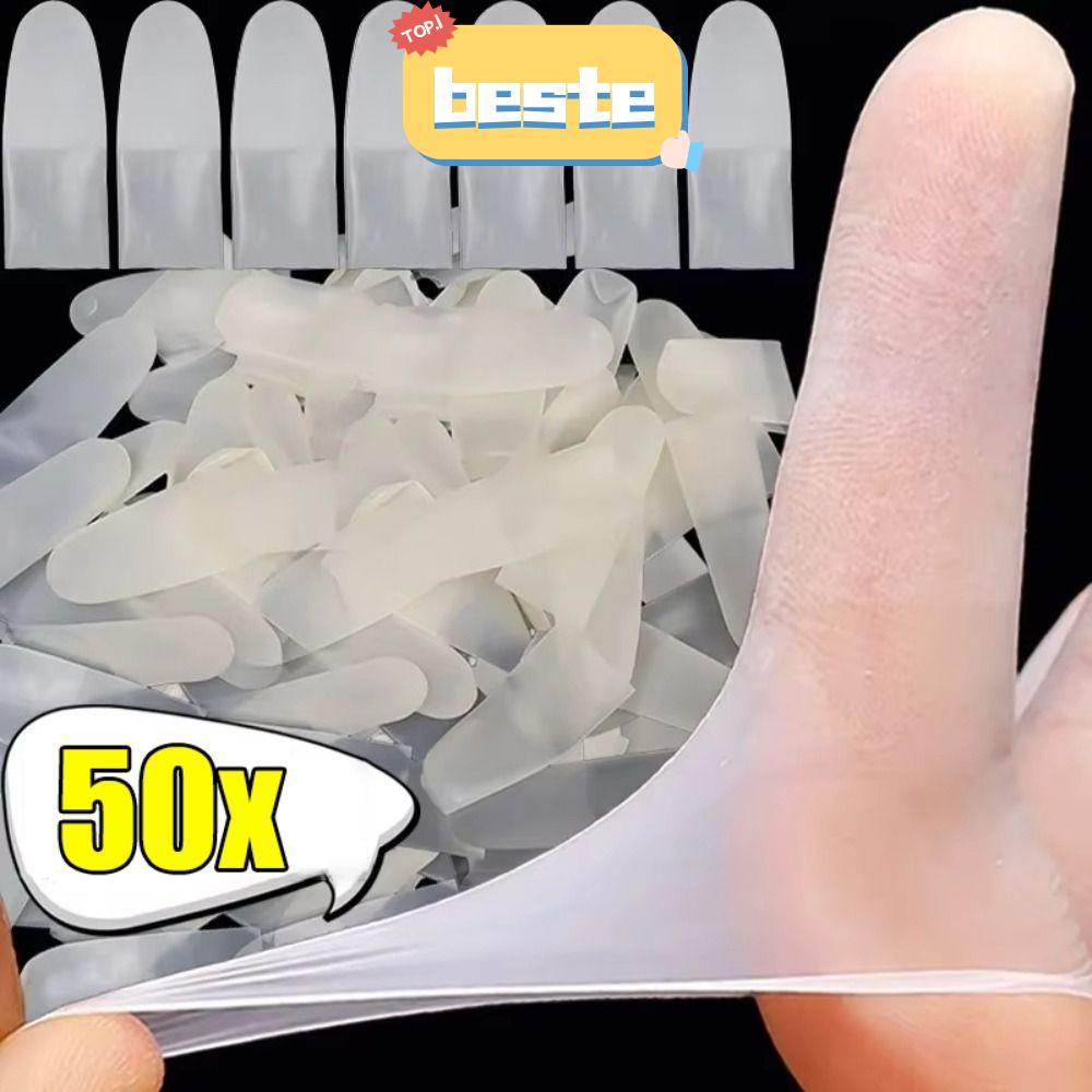 ดีที่สุด 50ชิ้น ถุงมือยาง,ปลอกนิ้วกันลื่นแบบใช้แล้วทิ้ง,ฝาครอบปลายนิ้วบางพิเศษฝ้าทํางานกลางแจ้ง