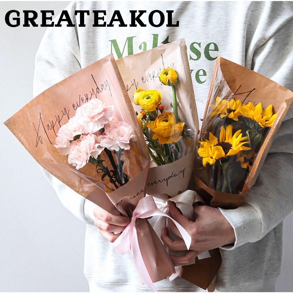 GREATESKOL 20/30PCS Rose Packing Sleeve Bag, Plastic Bouquet Packing Bag, Wrapping Sleeve Single Ros