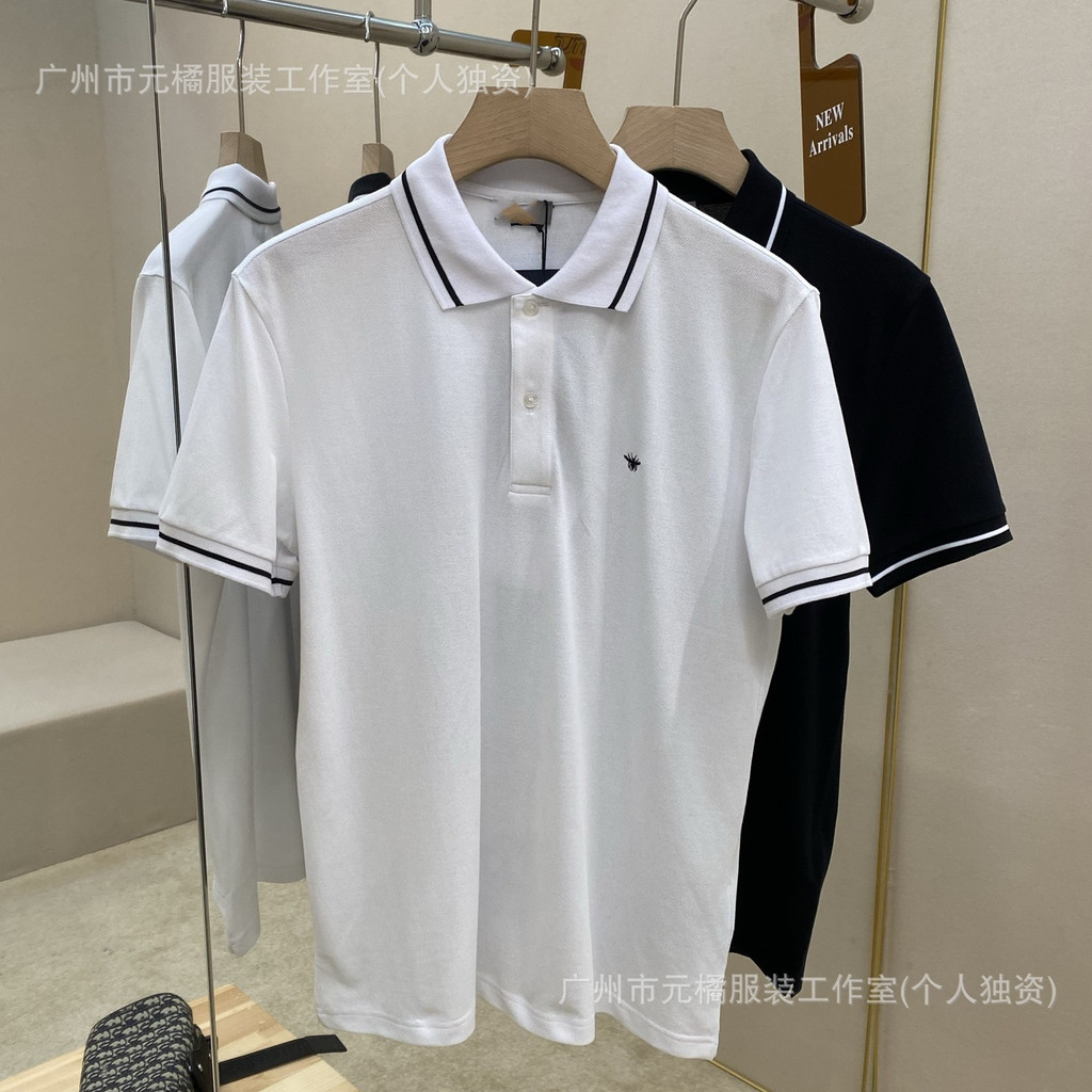 8AET D**r 25ss Little Bee Logo Embroidered Collar polo Short-sleeved shirt, unisex, regular fit