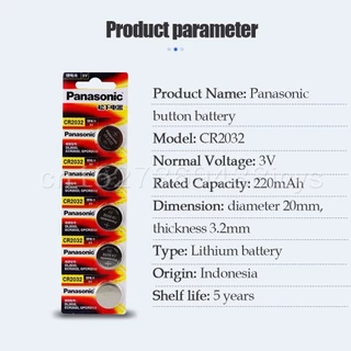 5 ชิ้น Panasonic CR2032 CR 2032 DL2032 ECR2032 BR2032 แบตเตอรี่ลิเธียม 3V Kalkulator Jam รีโมทคอนโทรล Mainan Tombol Sel