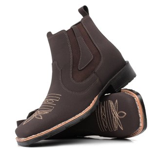 Botina Bota Texana Country Masculina Bico Quadrado Bordado Vaquejada Rodeio
