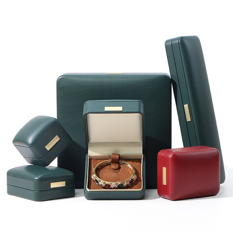 High-End รอบมุม PU หนังป้ายทองกล่องเครื่องประดับแหวนกล่องสร้อยคอจี้สร้อยข้อมือกล่องบรรจุภัณฑ์พิมพ์ป้