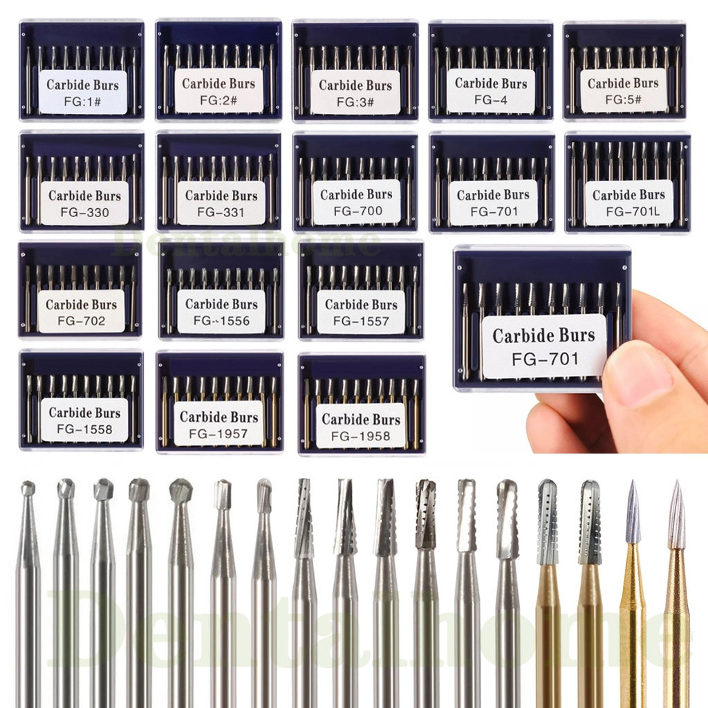 10 ชิ้น/กล่องทันตกรรม FG 1.6 มม.คาร์ไบด์ทังสเตน Bur สว่านเหล็กสําหรับ Handpiece ความเร็วสูง