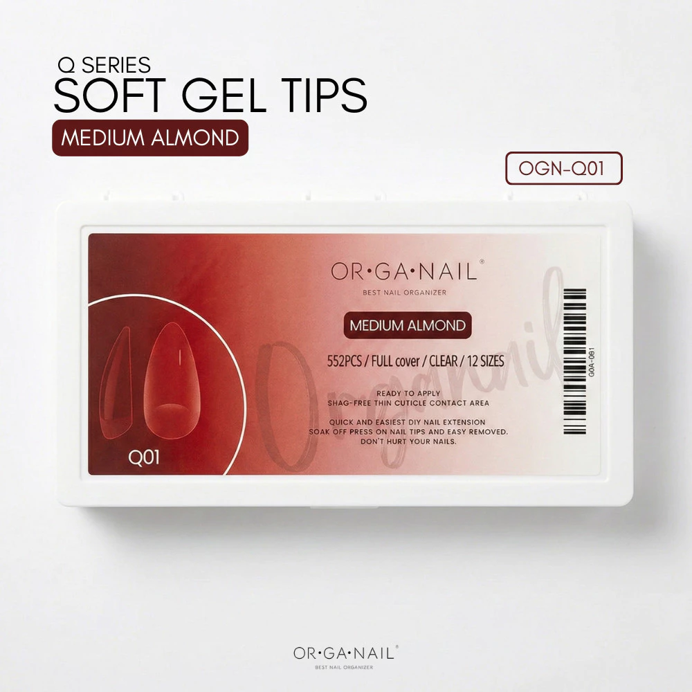 Soft Gel Tips Organail เล็บปลอมกล่องขาว กล่อง 552 ชิ้น 12 เบอร์