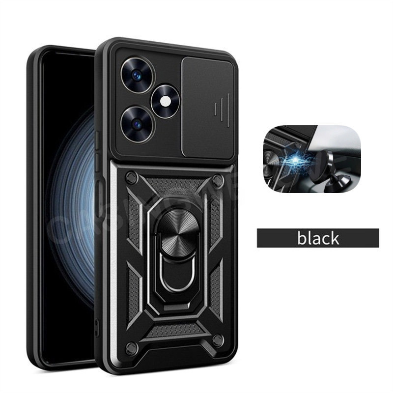 เคสโทรศัพท์สําหรับRealme P3 Lite Ultra C71 C83 C100 5G 4G 2025 แฟชั่นเกราะโลหะแหวนวงเล็บPushดึงกล้องกันกระแทกป้องกันปลอกปกแข็ง