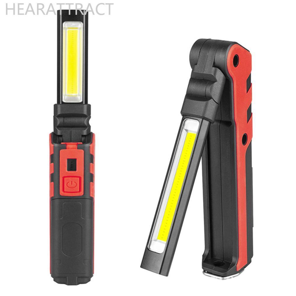 HEARATTRACT 1 PC ซ่อมรถยนต์ COB ไฟ LED ทํางานรถหรี่แสงได้ USB ชาร์จไฟฉาย LED ตรวจสอบโคมไฟตะขอแม่เหล็