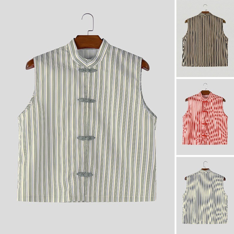 เสื้อกั๊กแขนกุดดีไซน์ลายทาง แฟชั่นสำหรับผู้ชาย ราคา ถูกที่สุด ดีลบีเคเค แกลเลอรีภาพที่ 4