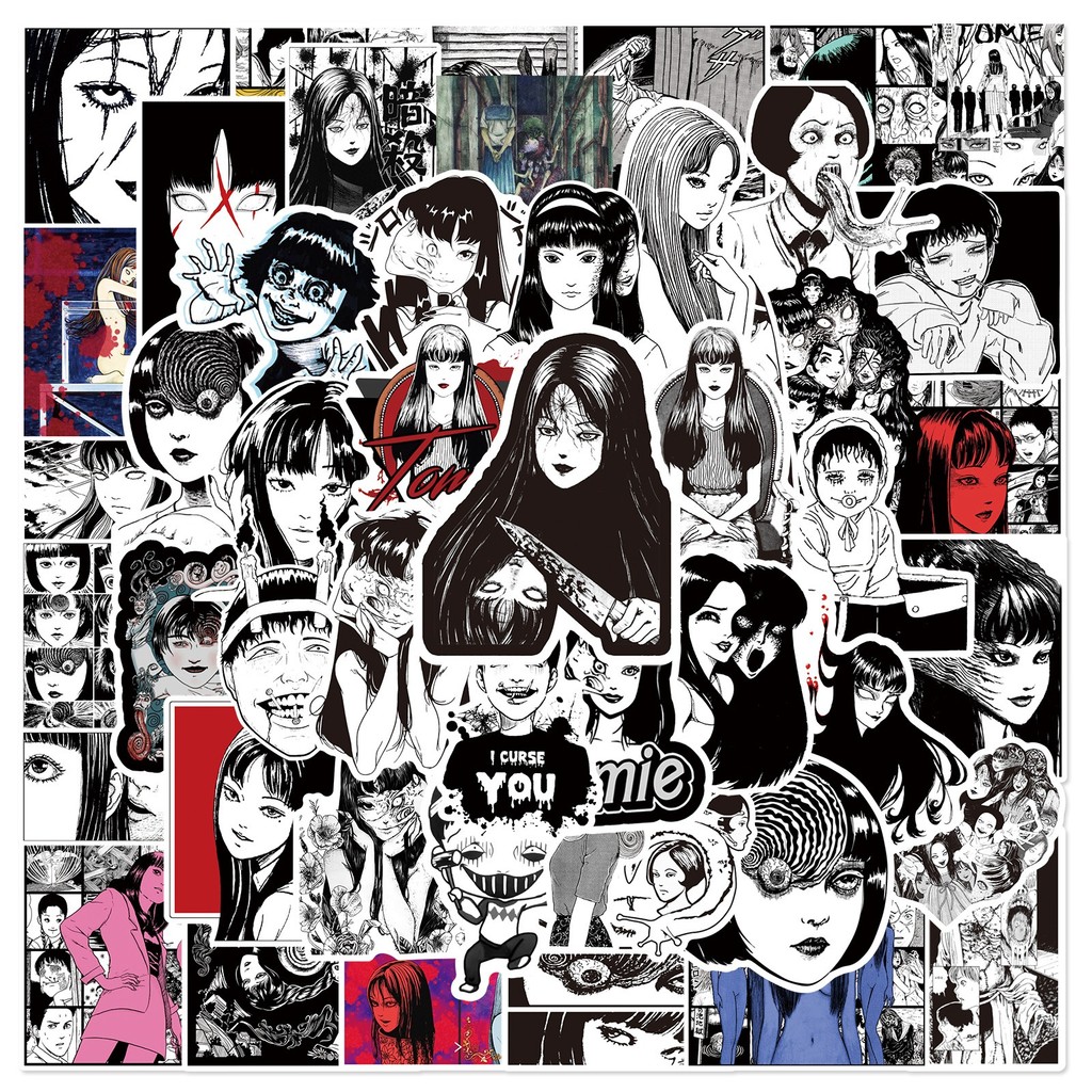 伊藤潤二 Sticker 50ชิ้น ชุดสติกเกอร์ ลายการ์ตูนอนิเมะ 富江 Junji Ito Tomie ติดสเก็ตบอร์ด