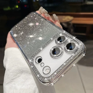 Clear Glitter Diamondเคสโทรศัพท์เข้ากันได้สําหรับiPhone 17 16 15 14 13 12 11 Pro Max Plusเพชรกันกระแทกกันชนกรณีปกปลอก