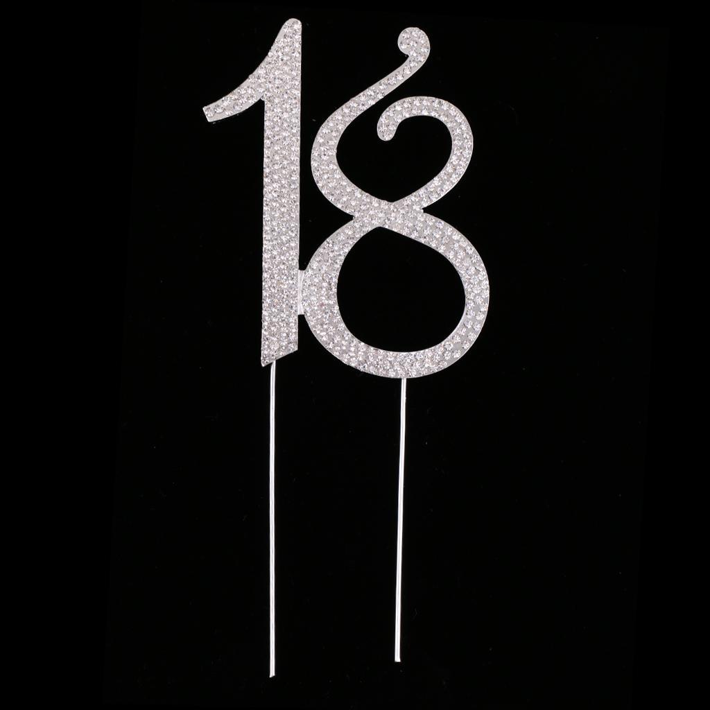 [Whgirld8] Glitter Crystal Rhinestone Numbers Anniversary Birthday Party Cake Topper