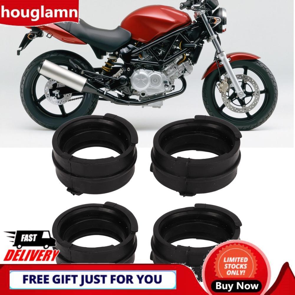 Houglamn Houglamn ชิ้นส่วนรถยนต์ 4 ชิ้นท่อร่วมไอดีคาร์บูเรเตอร์รองเท้าข้อต่อเปลี่ยนยางสีดำสำหรับ Mag