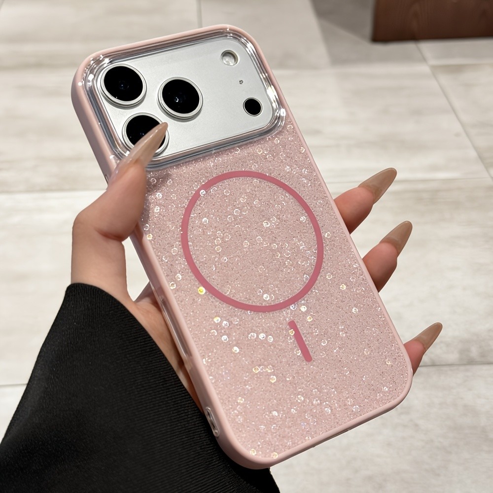 High-End Glitter Fineแหวนแม่เหล็กเคสโทรศัพท์เหมาะสําหรับiPhone 17 16 15 14 13 12 11 Pro Plus Max 16e 17Air