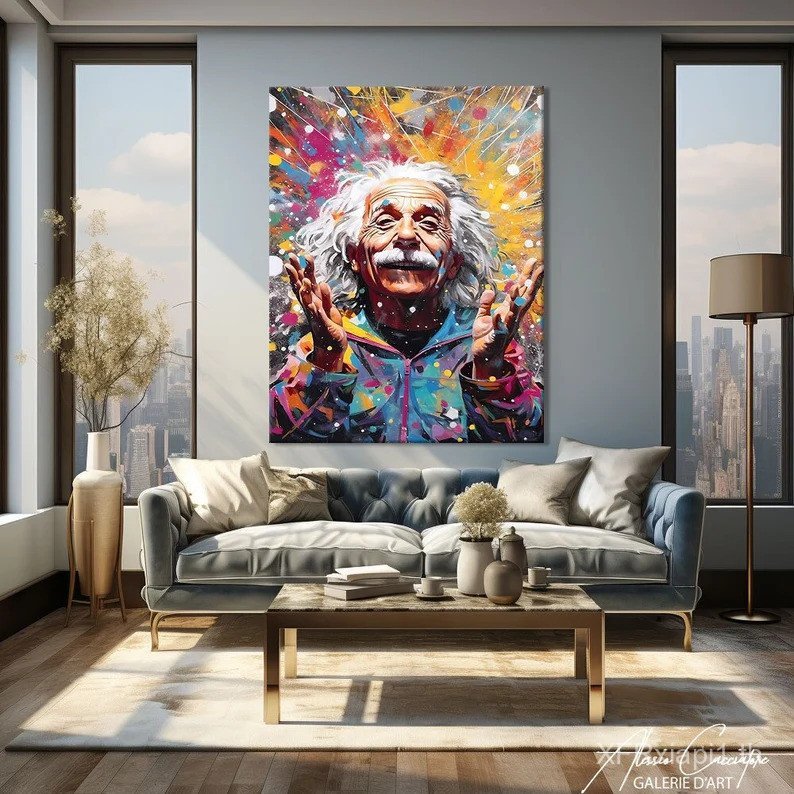 COD Albert Einstein Wall Art, Canvas Pop Art Print, Pop Culture Wall Art, Einstein Print, Pop Art De