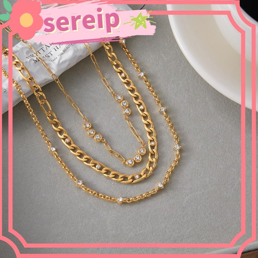 SEREIP Zirconia Chain, Stackable 18K สร้อยคอผู้หญิง, แฟชั่นสแตนเลส Minimalist Classic Gold Cubic Zir