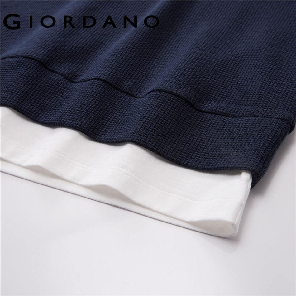 GIORDANO تيشيرت نسائي وافل بطبقتين وهمية — صورة 7