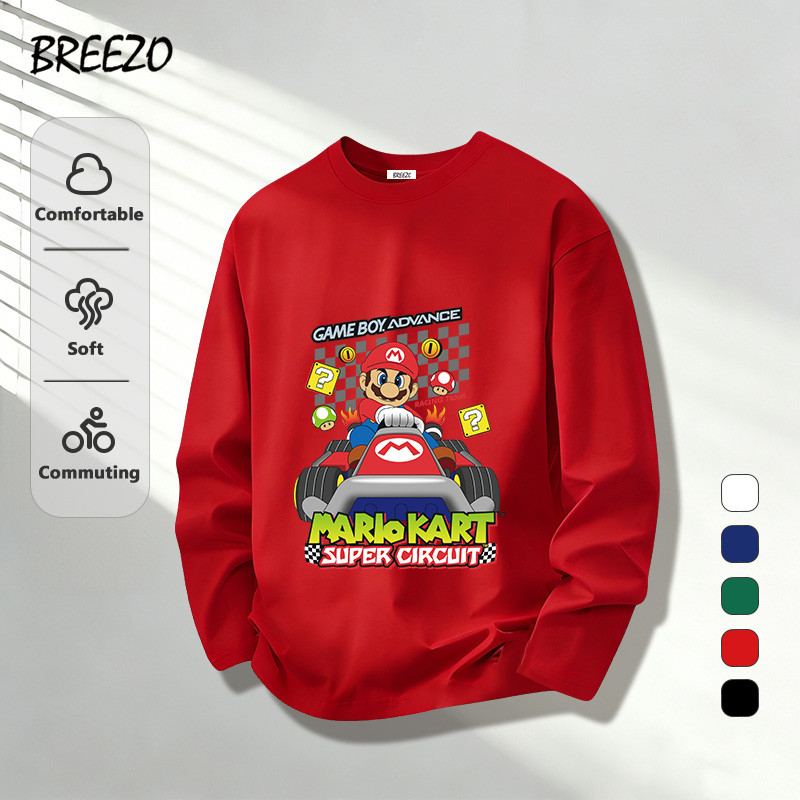 สําหรับผู้ชาย เสื้อยืดลําลอง ผ้าคอตตอนผสมโพลีเอสเตอร์ Super Mario พิมพ์ลาย สบาย ไม่ย้วย ทรงสวย แนวสตรีท