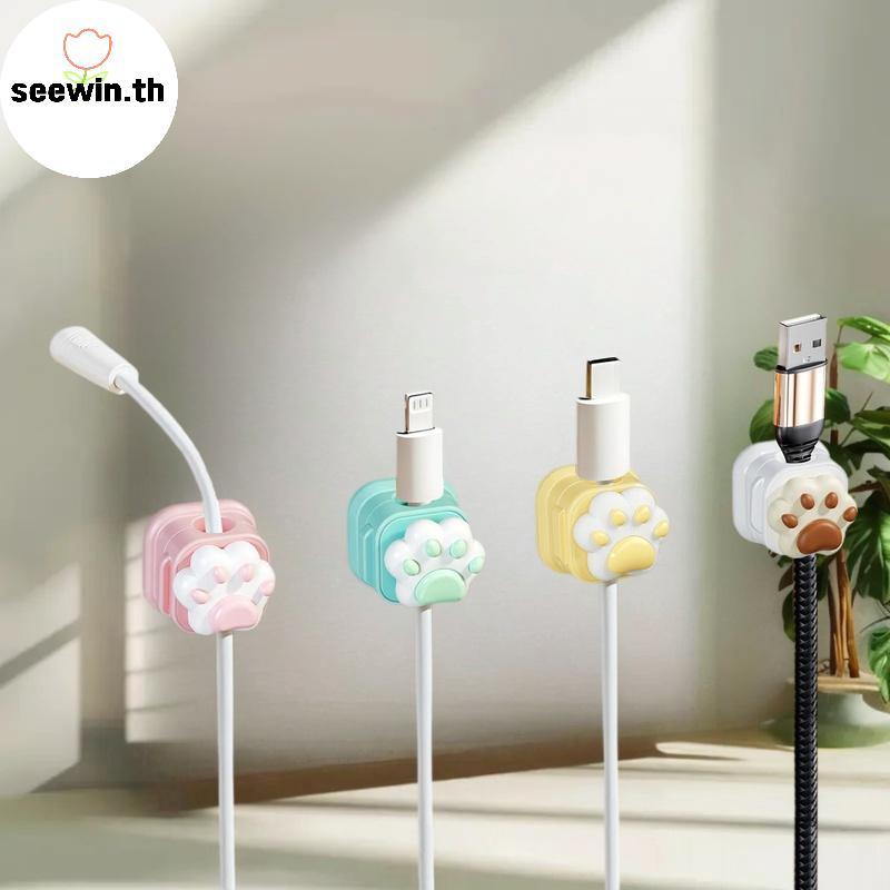 Seewin เดสก์ท็อปน่ารักสาย Organizer ผู้ถือคลิปโต๊ะ Tidy Organiser Self กาวการจัดการสายเคเบิลสํานักงานสายไฟผู้ถือ th