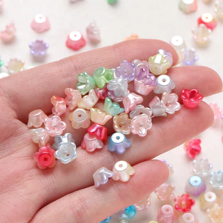 50-100ชิ้น ลูกปัดดอกไม้ 8mm ABS ทรงกระดิ่ง/ซากุระ สำหรับทำต่างหู จี้ห้อยมือถือ DIY อุปกรณ์เครื่องประดับ