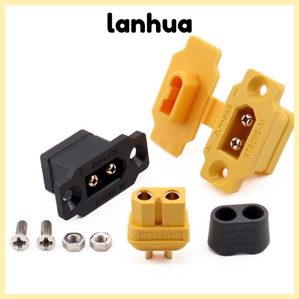 LANHUA XT60BE ปลั๊กตัวผู้, สีดําสีเหลืองแบบพกพา XT60BE-MF Connector, ตะวันออกติดตั้งพร้อมฝาครอบ Amas