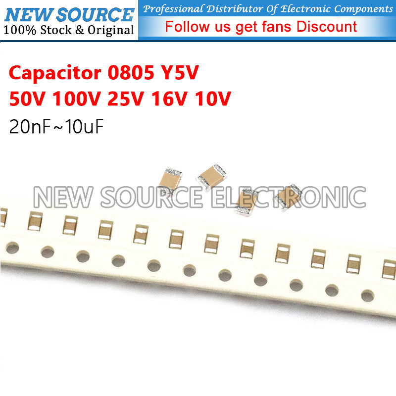 [10 ชิ้น] 0805 SMD 50V 100V 25V 16V 10V Y5V Capacitor 20nF 22nF 33nF 47nF 100nF 220nF 330nF 470nF 68