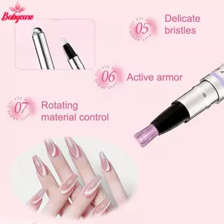 <BYCE-t> 6 In 1 Cat Eye ปากกาแม่เหล็กสําหรับเล็บ All-in-One ยาทาเล็บเจลสําหรับขี้เกียจก่อสร้างปากกาลูกปัดแม่เหล็กสําหรับเครื่องมือดูแลเล็บ