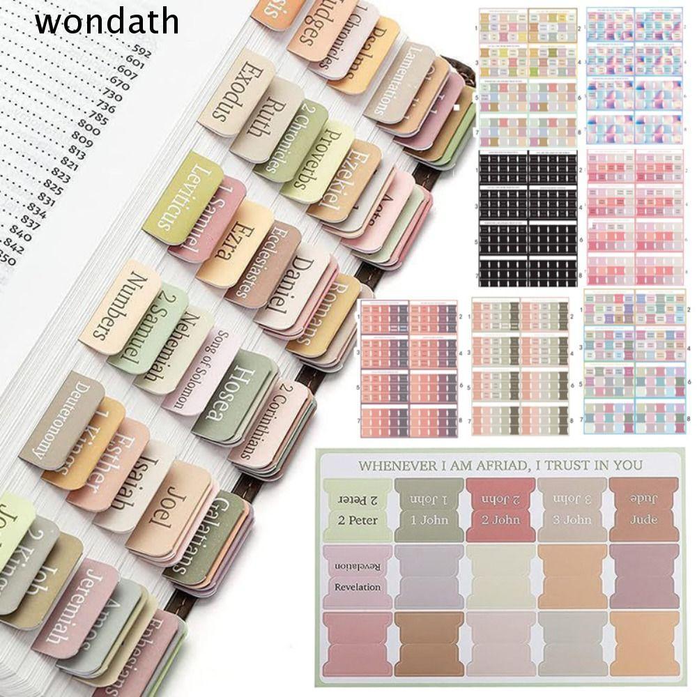 WONDA 120PCS Boho Bible Tabs, การนําทางง่ายที่มีสีสันลามิเนตพระคัมภีร์, ที่สวยงามหลายสีกาวตนเองลามิเ