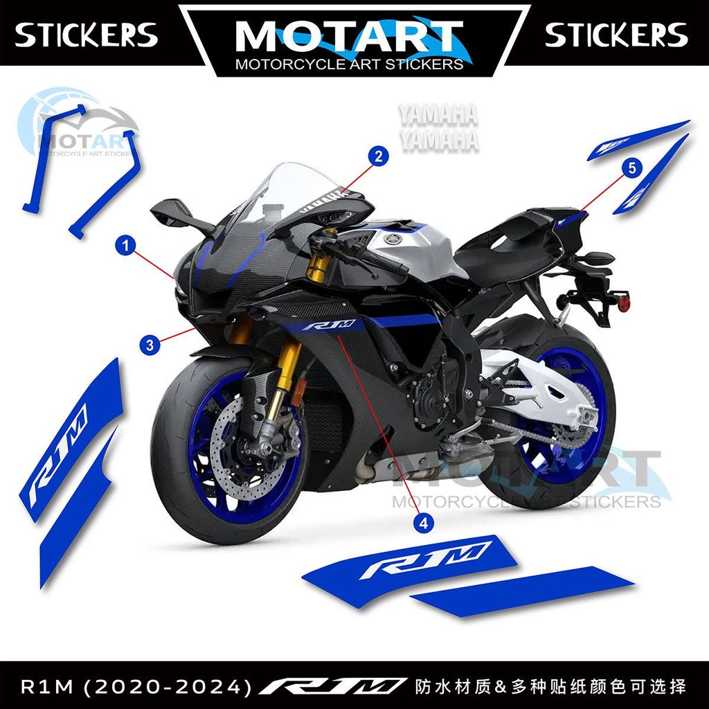 R1M full vehicle wrap, R1 motorcycle blue reflective decorative decals