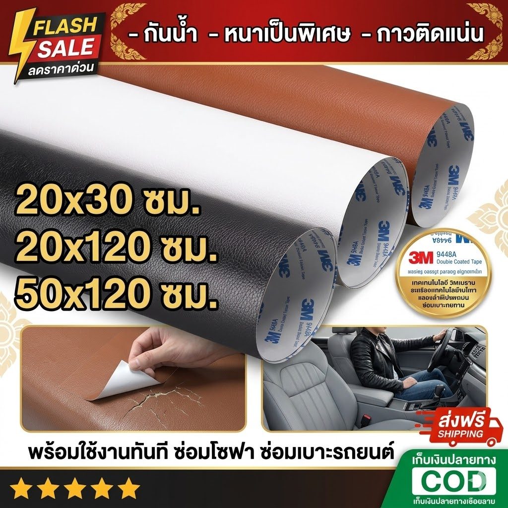 แผ่นซ่อมหนัง PU เกรดพรีเมียม กาวแน่นพิเศษ กันน้ำหนาทนทาน แผ่นปะซ่อมเฟอร์นิเจอร์ โซฟา เบาะรถยนต์